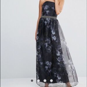 ASOS Black and Gray Floral Maxi Dress